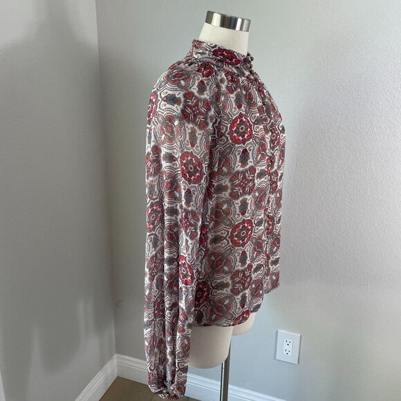 Ramy Brook Blouse Womens Large Boho Paisley Print Long Sleeve Button Front Shirt - Picture 8 of 9